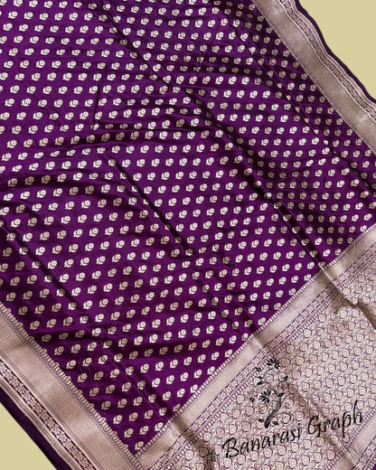 Violet Pure Katan Handloom Silk - All over Booti Work Banarasi Saree