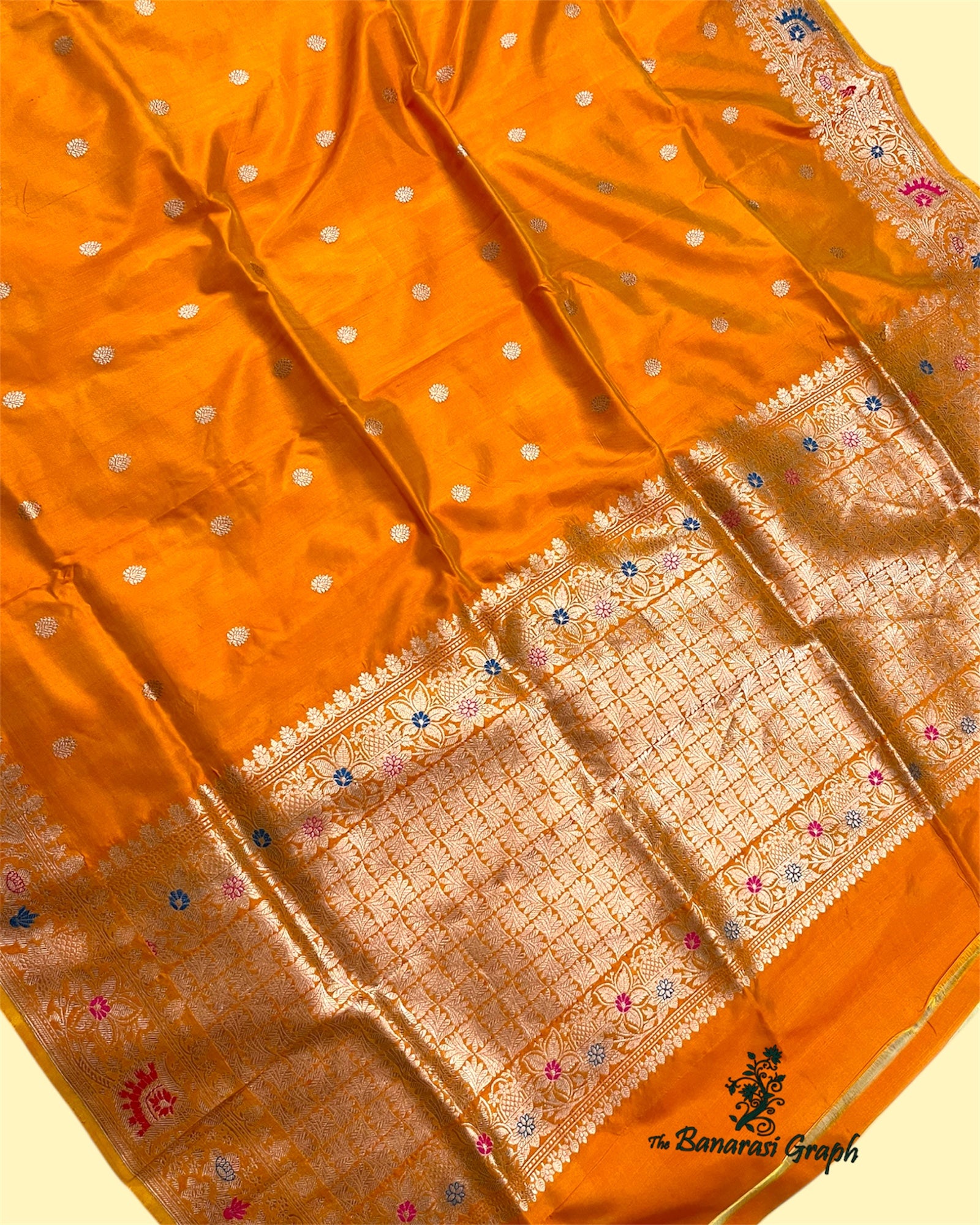 Pure Katan Handloom Silk - Kadhua Motifs with Meenakari Banarasi Saree
