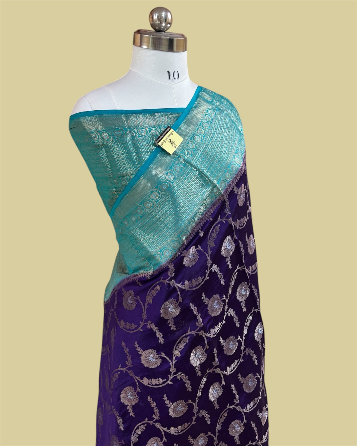 Dark Blue Pure Chiniya Silk - All Over Jaal Work Banarasi Saree