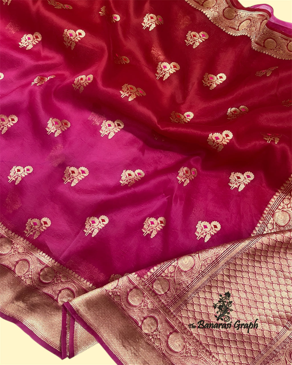 Pure Kora Handloom Silk - Kadhua Motifs with Meenakari Banarasi Saree
