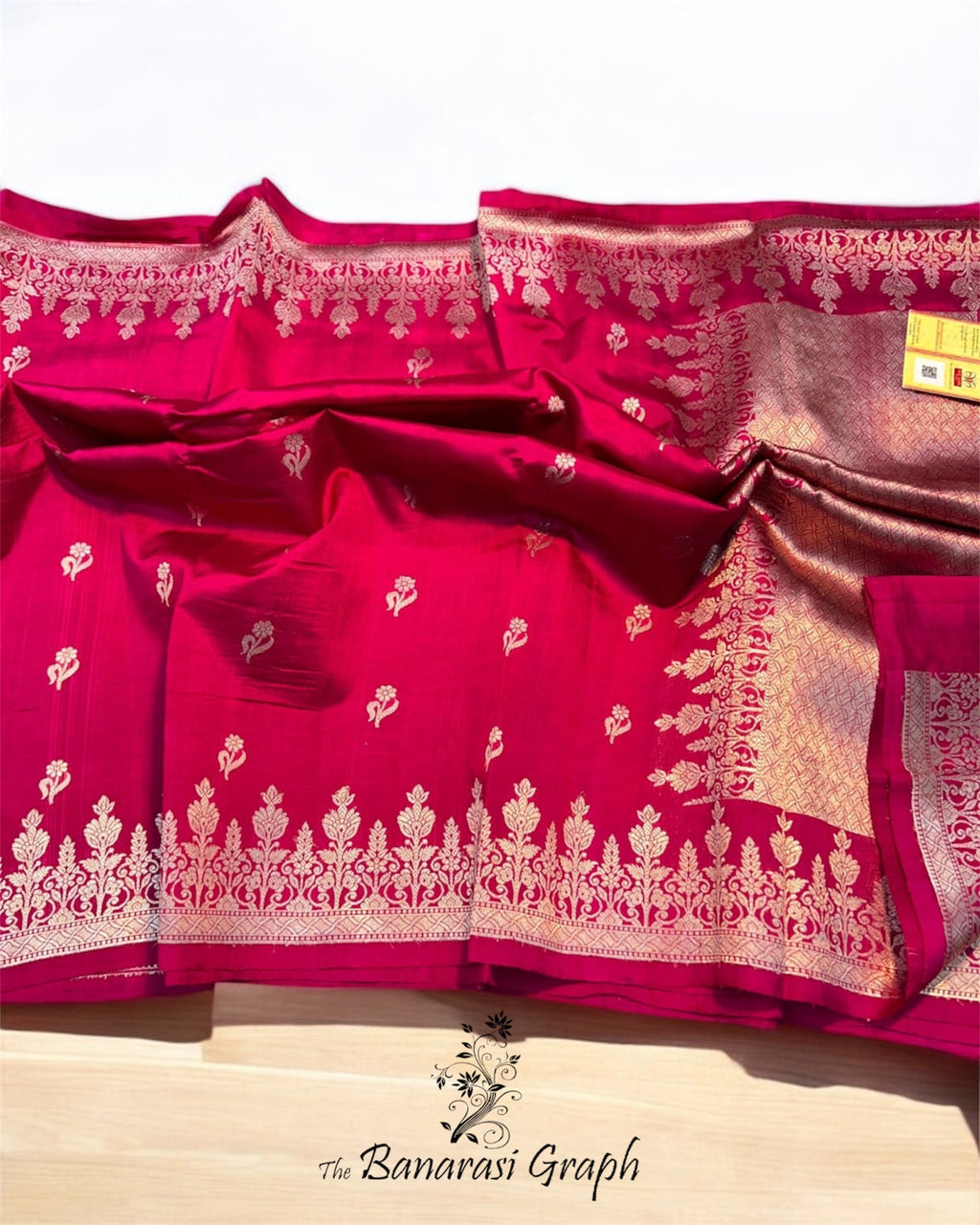 Hot Pink Pure Raw Mango Handloom Silk - Banarasi Saree