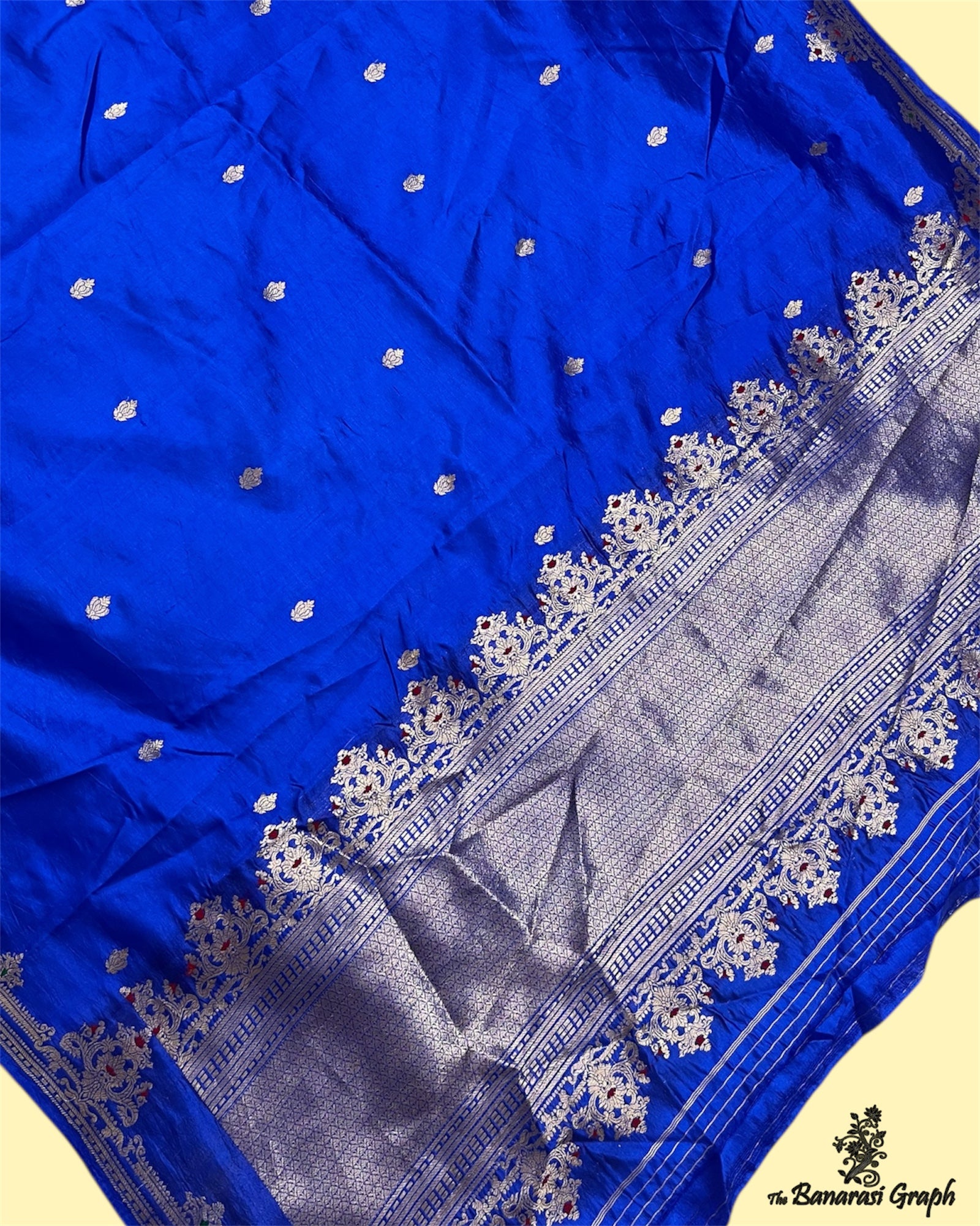 Pure Raw Mango Handloom Silk - Kadhua Motifs with Meenakari Banarasi Saree