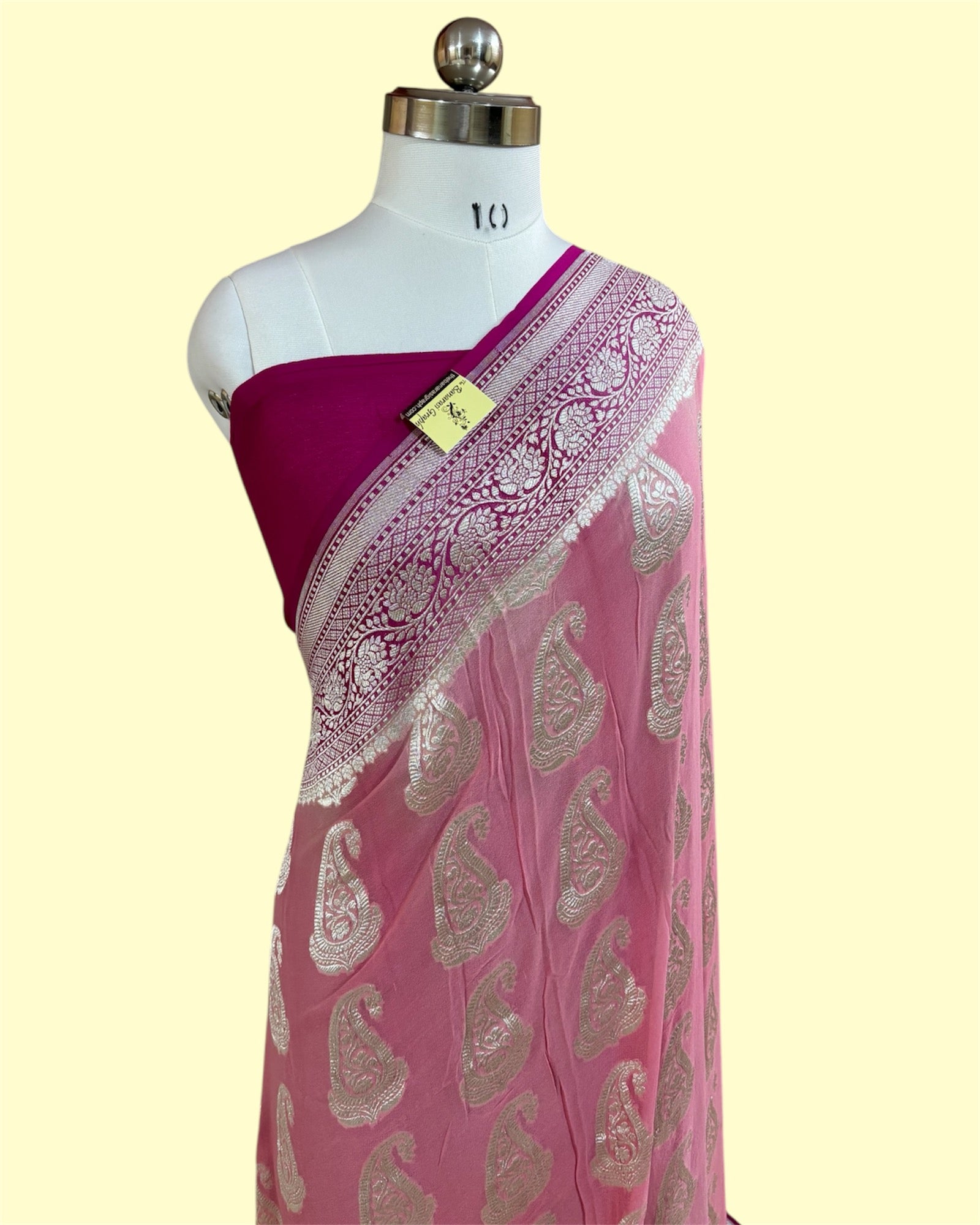 Khaddi Georgette Water Zari - All Over Boota Work Pure Banarasi Saree