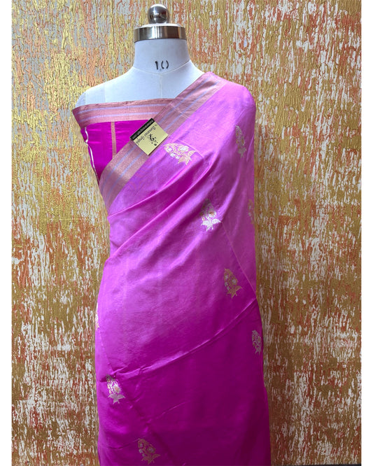 Dual Shade Pure Raw Mango Handloom Silk - Kadhua Motifs Sona Rupa Banarasi Saree