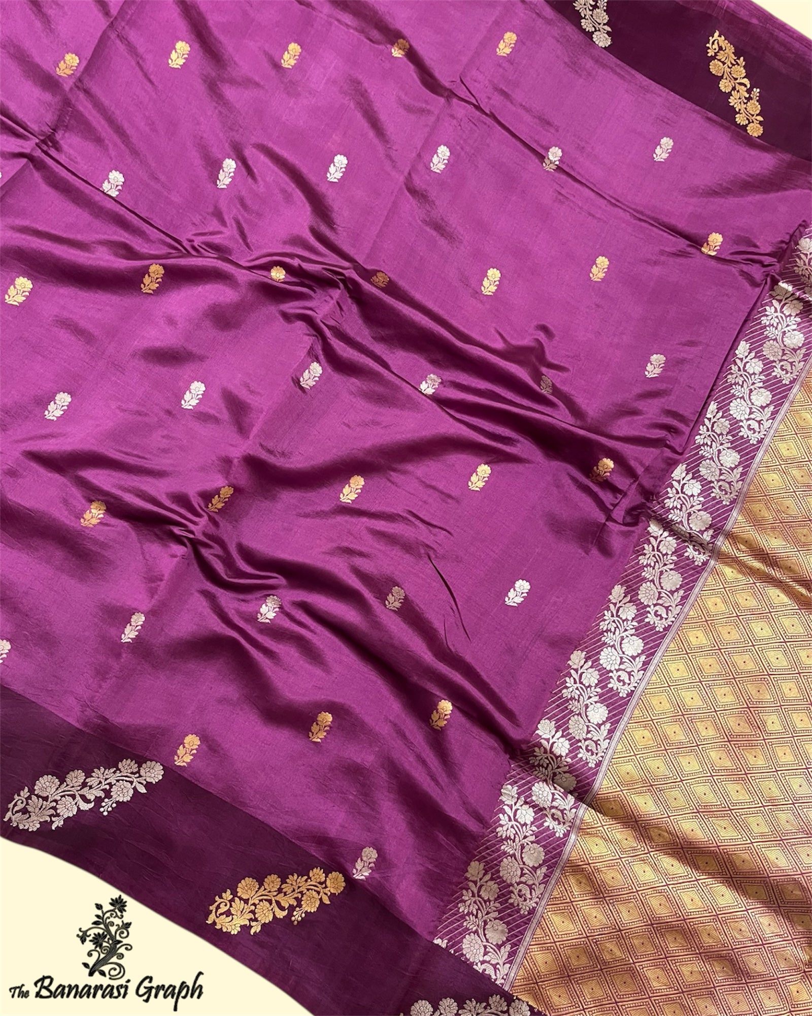 Pure Raw Mango Handloom Silk - Kadhua Motifs Banarasi Saree