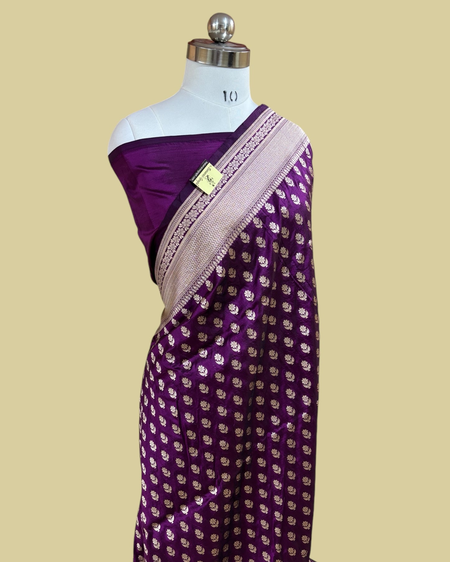 Violet Pure Katan Handloom Silk - All over Booti Work Banarasi Saree