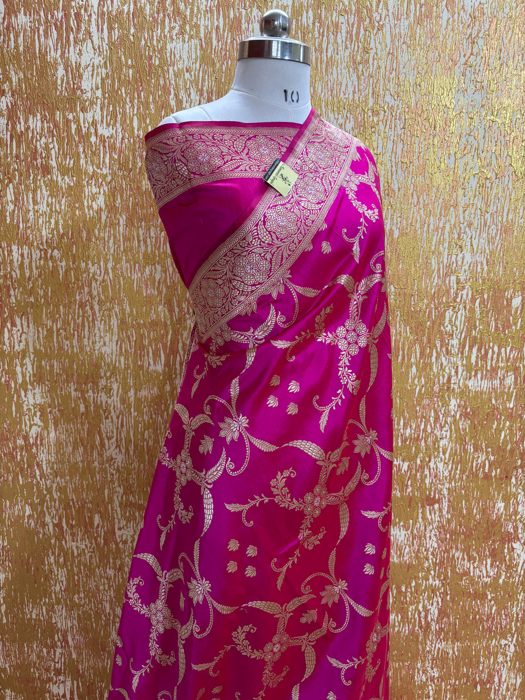 Shine Pink Pure Katan Handloom Silk - All Over Kadhua Jaal Work with Meenakari Banarasi Saree