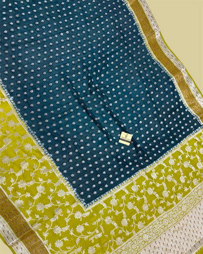 Pure khaddi Chiffon Reshmi Zari - Banarasi Saree