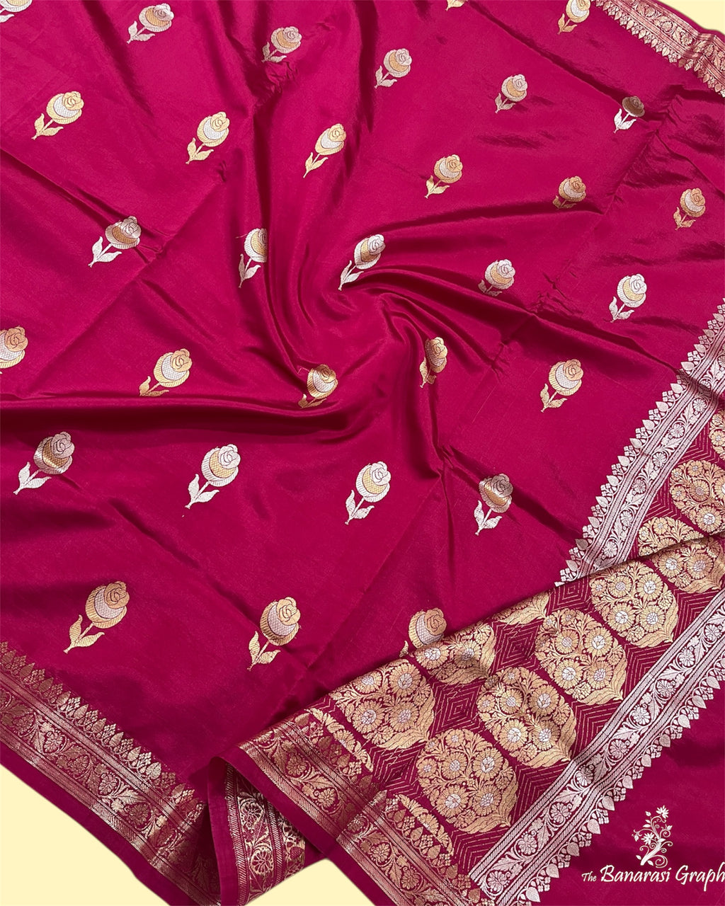 Pure Raw Mango Handloom Silk - Kadhua Motifs Sona Rupa Banarasi Saree