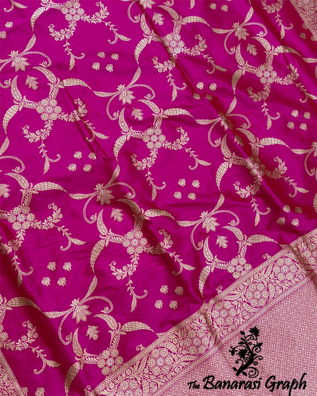 Shine Pink Pure Katan Handloom Silk - All Over Kadhua Jaal Work with Meenakari Banarasi Saree