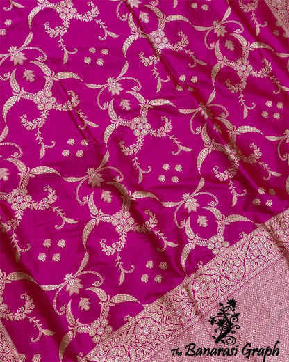 Shine Pink Pure Katan Handloom Kadhua Silk - All Over Jaal Work Banarasi Saree
