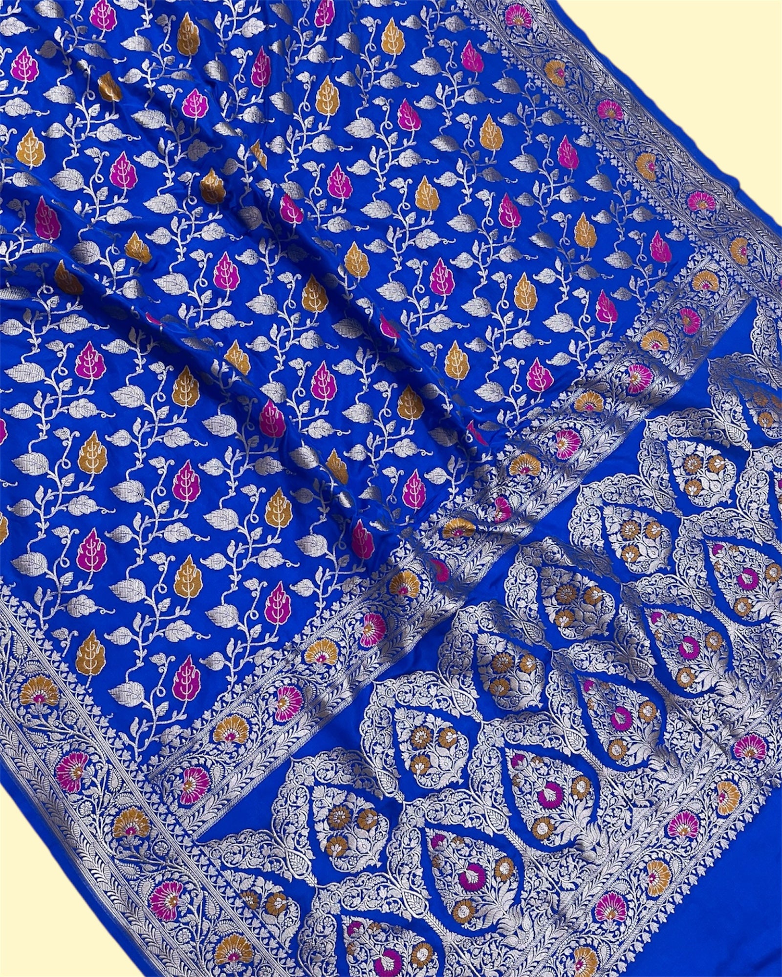 Premium Mashru Silk - All Over Jaal Work with Meenakari Banarasi Saree