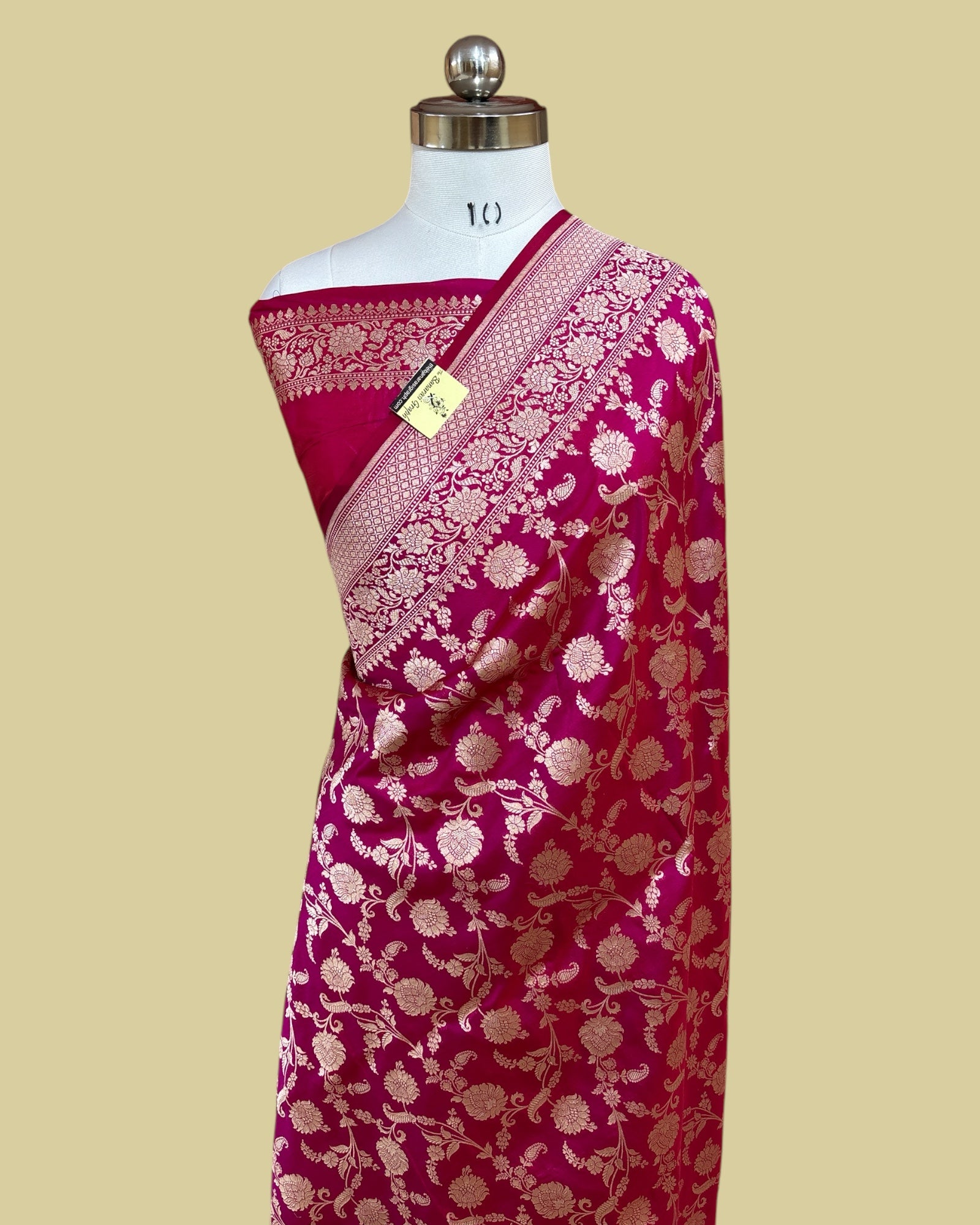 Hot Pink Pure Katan Handloom Silk - All Over Jaal Work Banarasi Saree