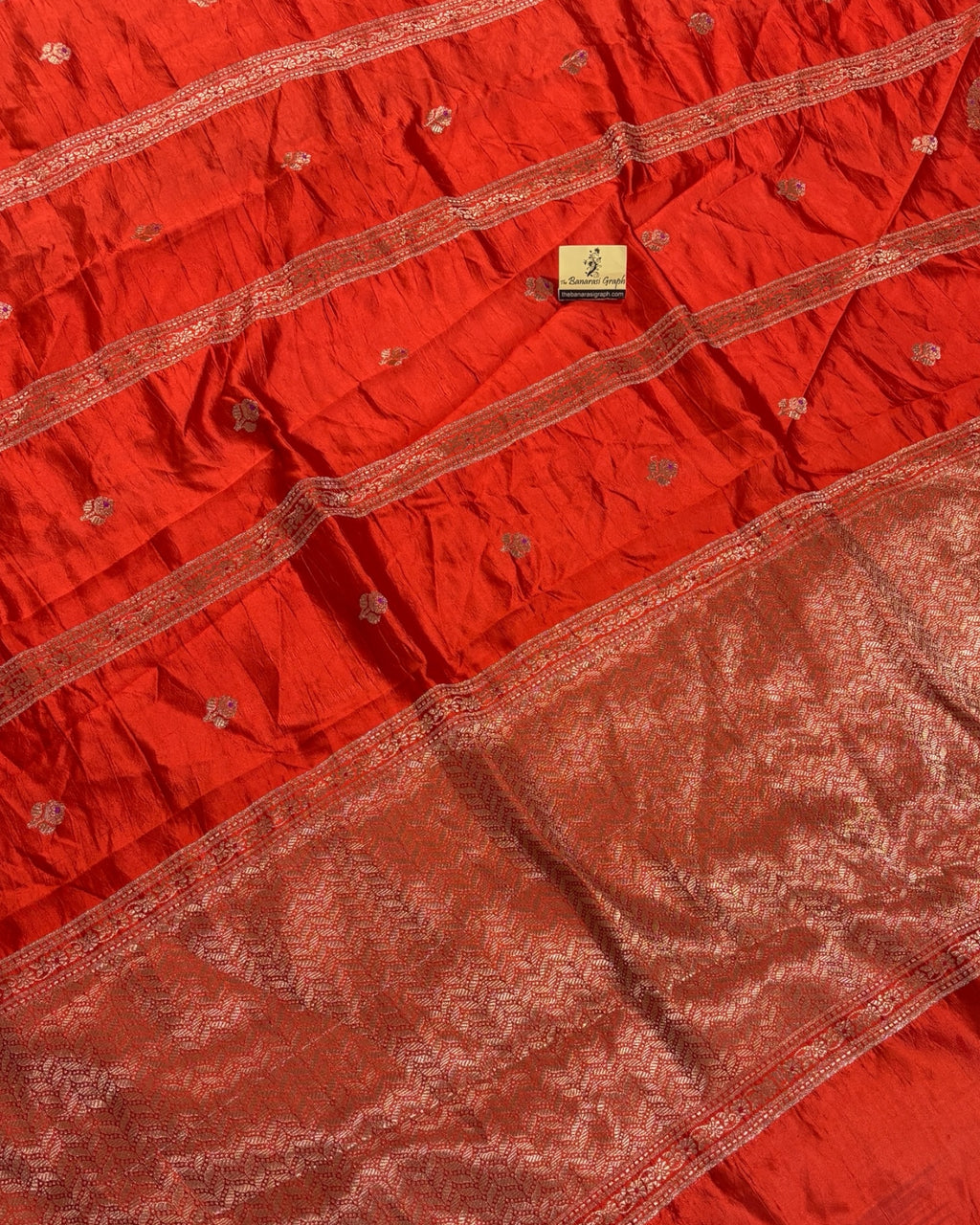 Orange Pure Raw Mango Kadhua Silk - Banarasi Saree