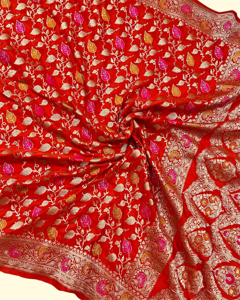 Premium Mashru Silk - All Over Jaal Work with Meenakari Banarasi Saree