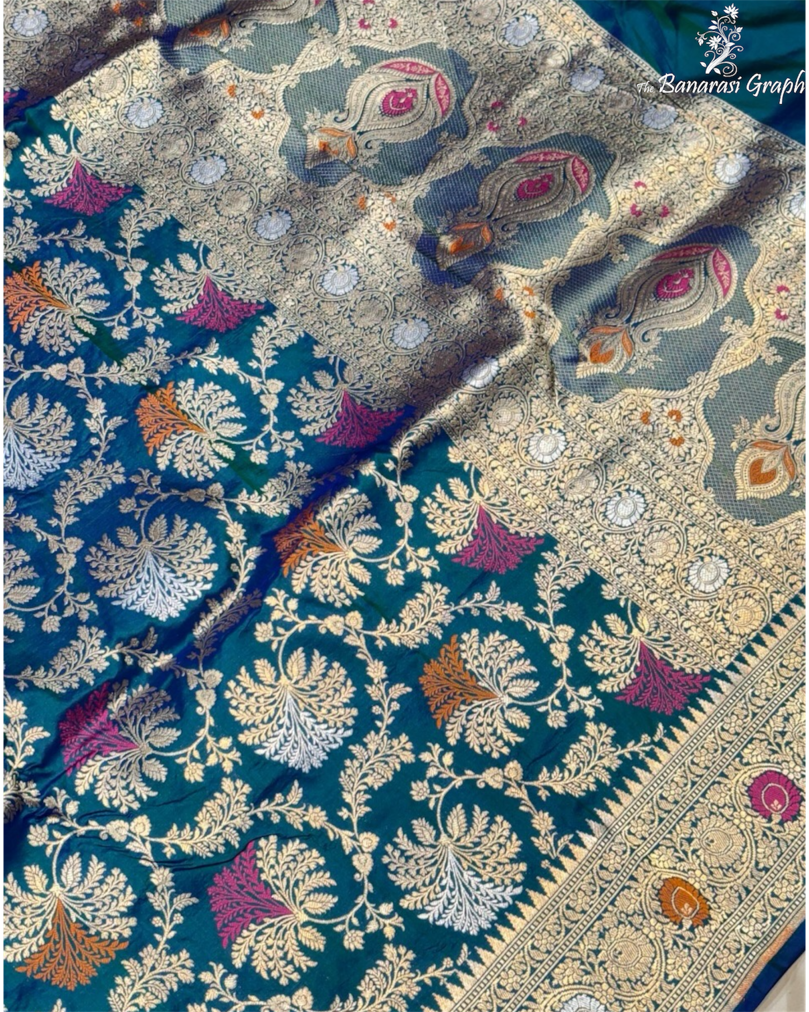 Pure Katan Handloom Silk - All Over Jaal Work with Meenakari Banarasi Saree