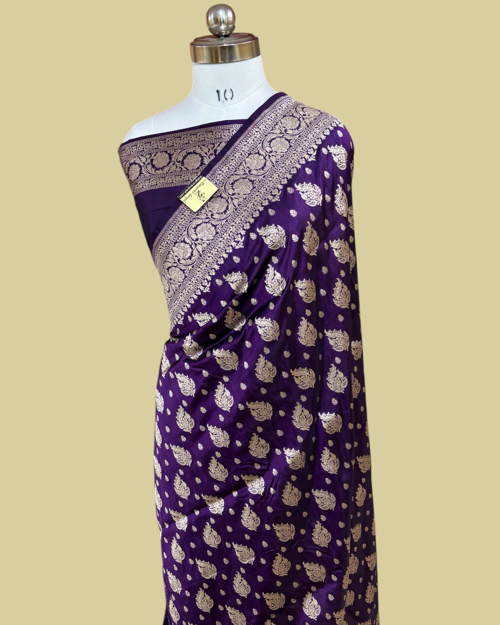 Violet Pure Katan Handloom Silk - All Over Jaal Work Banarasi Saree
