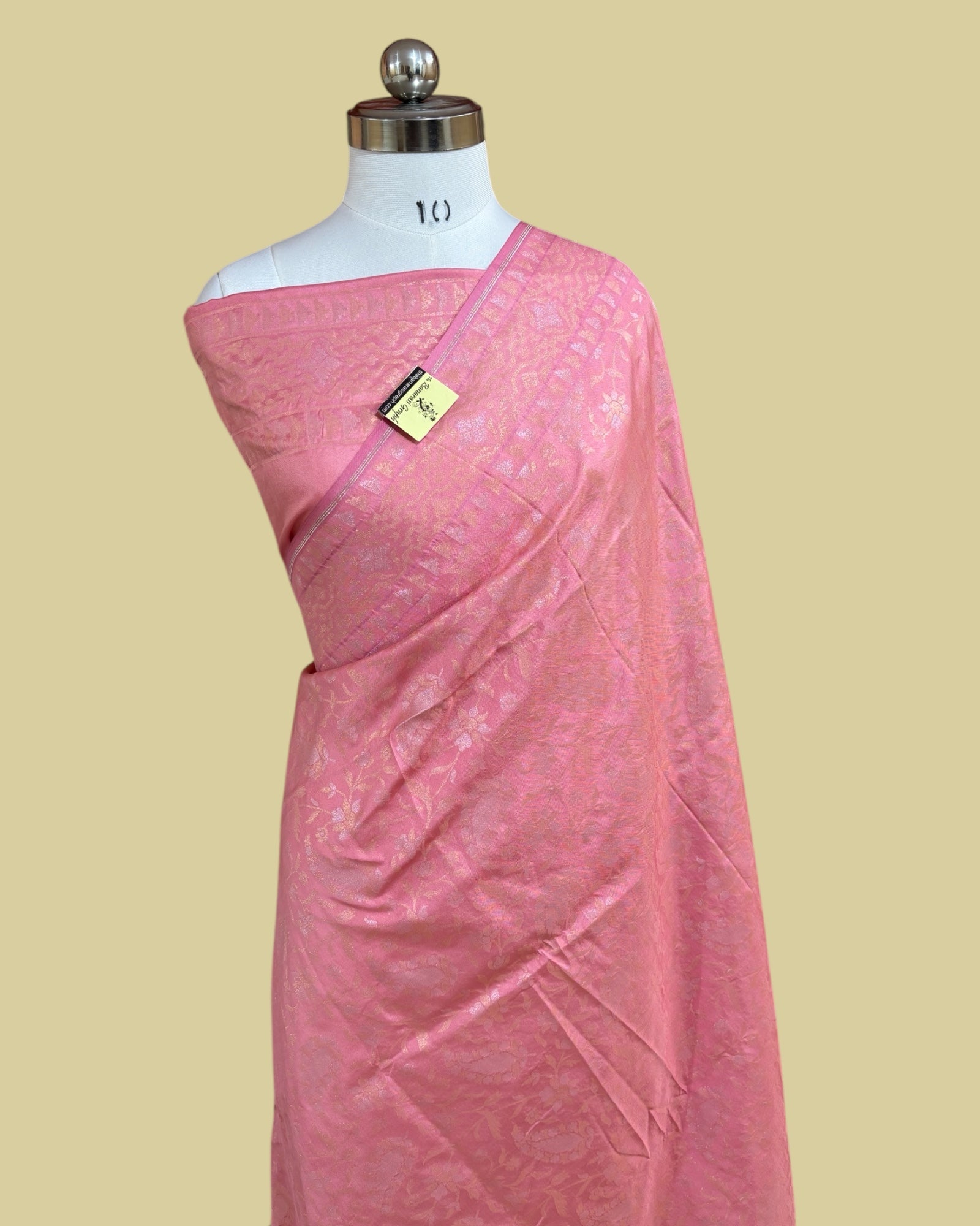 Pink Ektara Pure Katan Handloom Silk - All Over Sona Rupa Jaal Work Banarasi Saree