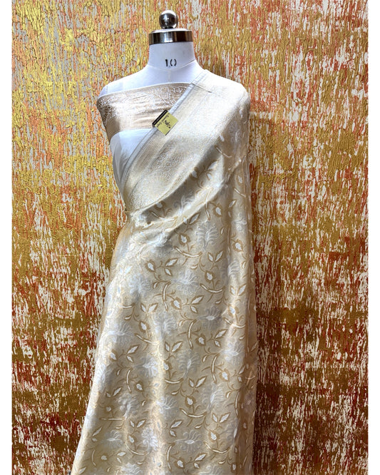 Pure Katan Handloom Silk - All Over Jaal Work With Meenakari Banarasi Saree