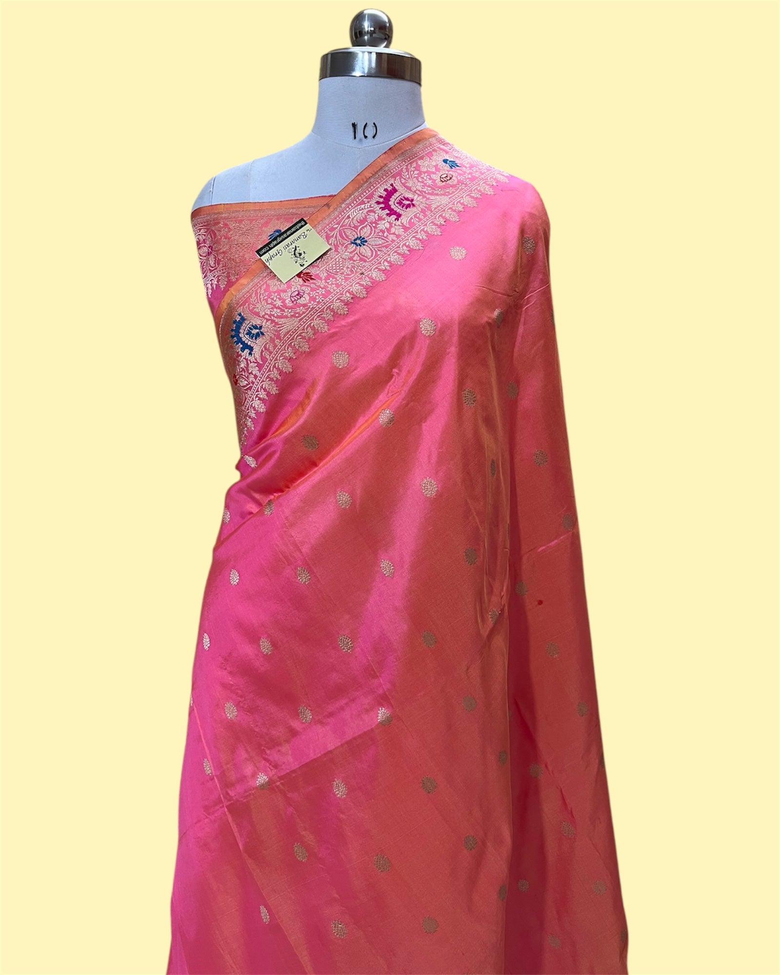 Pink Pure Katan Handloom Silk - Kadhua Motifs with Meenakari Banarasi Saree