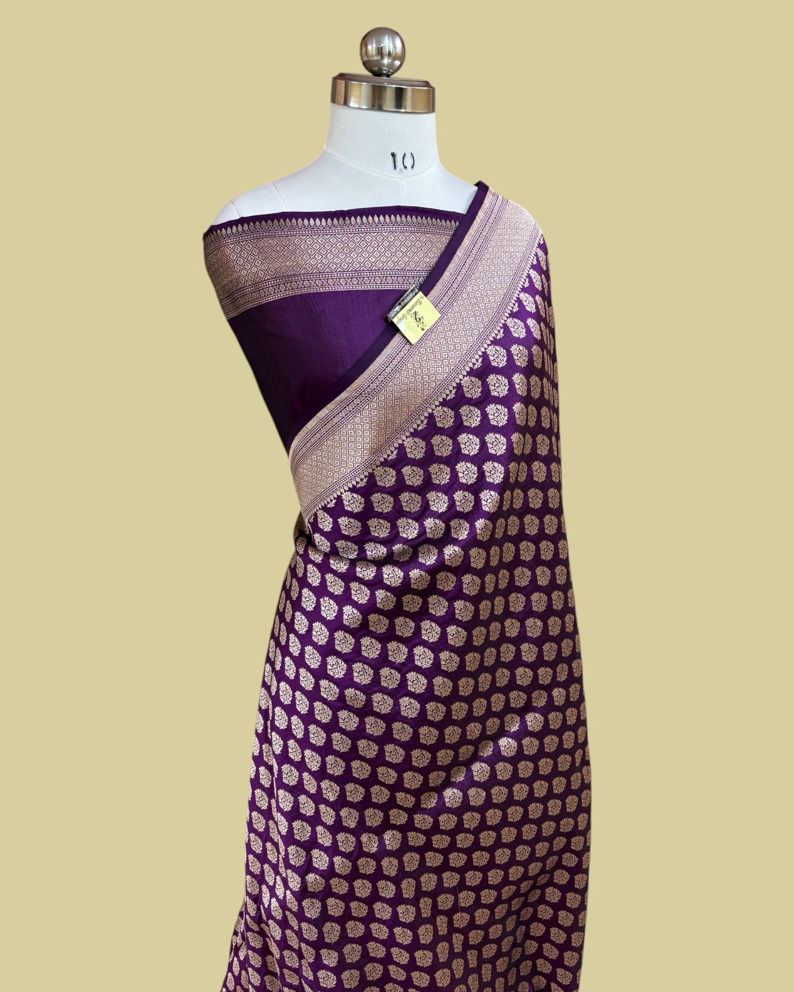 Magenta Pure Katan Handloom Silk - All Over Booti work Banarasi Saree
