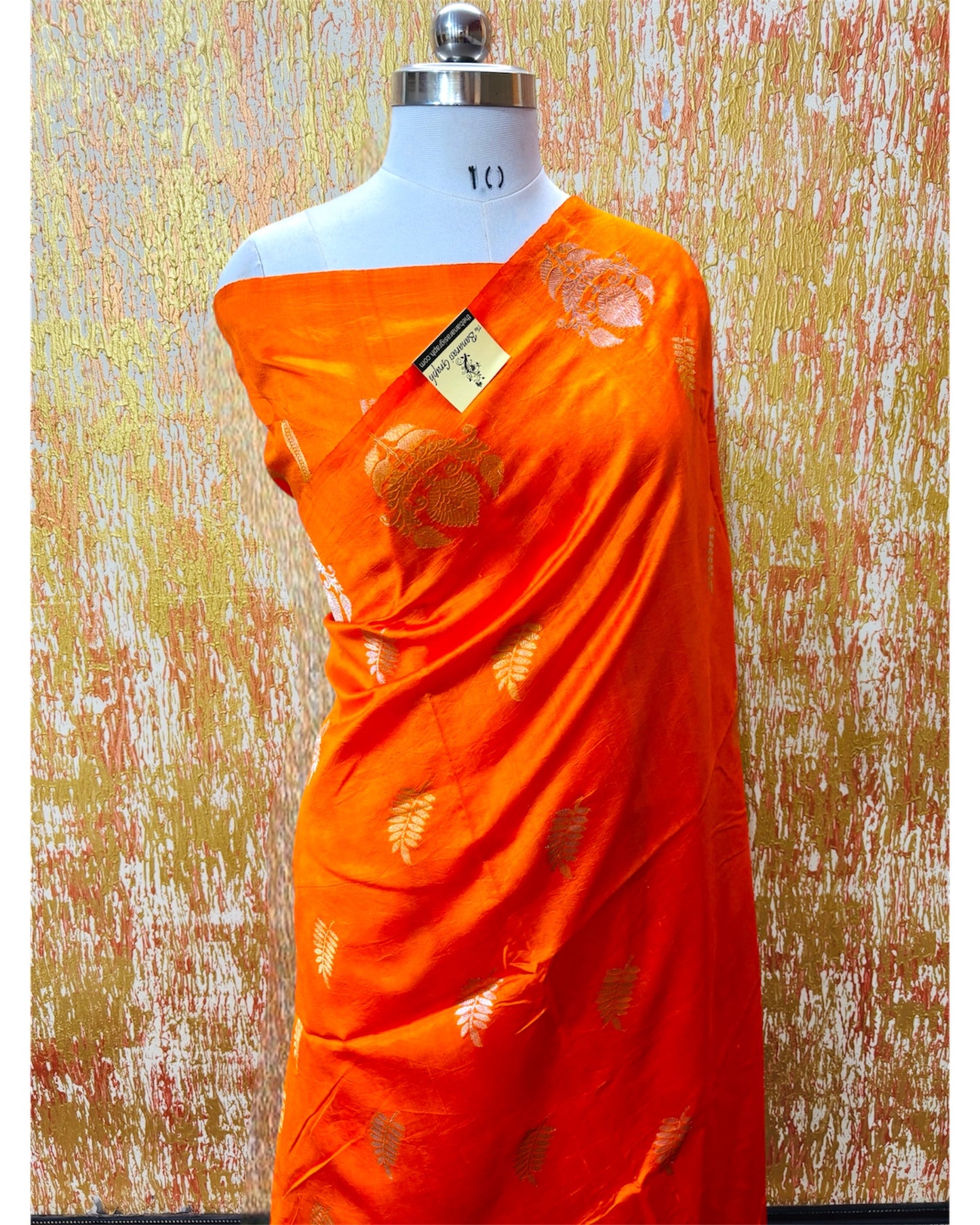 Orange Pure Raw Mango Handloom Silk - Kadhua Motifs Sona Rupa Banarasi saree