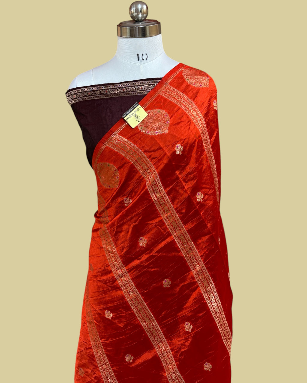 Orange Pure Raw Mango Kadhua Silk - Banarasi Saree