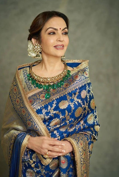 Nita Ambani Pure Katan Handloom Silk  Alfi Meenakari - Banarasi Saree