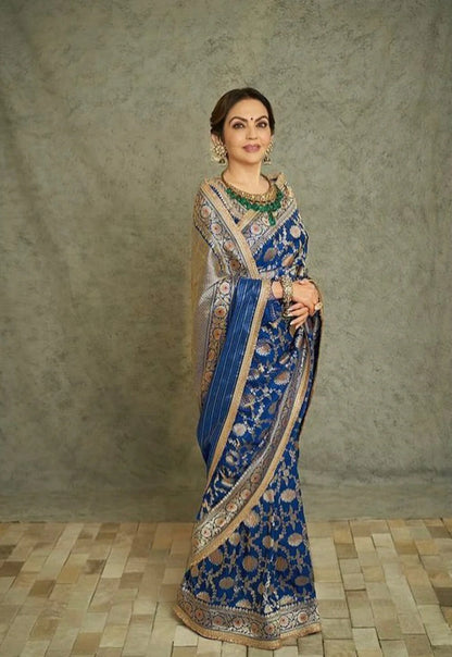 Nita Ambani Pure Katan Handloom Silk  Alfi Meenakari - Banarasi Saree