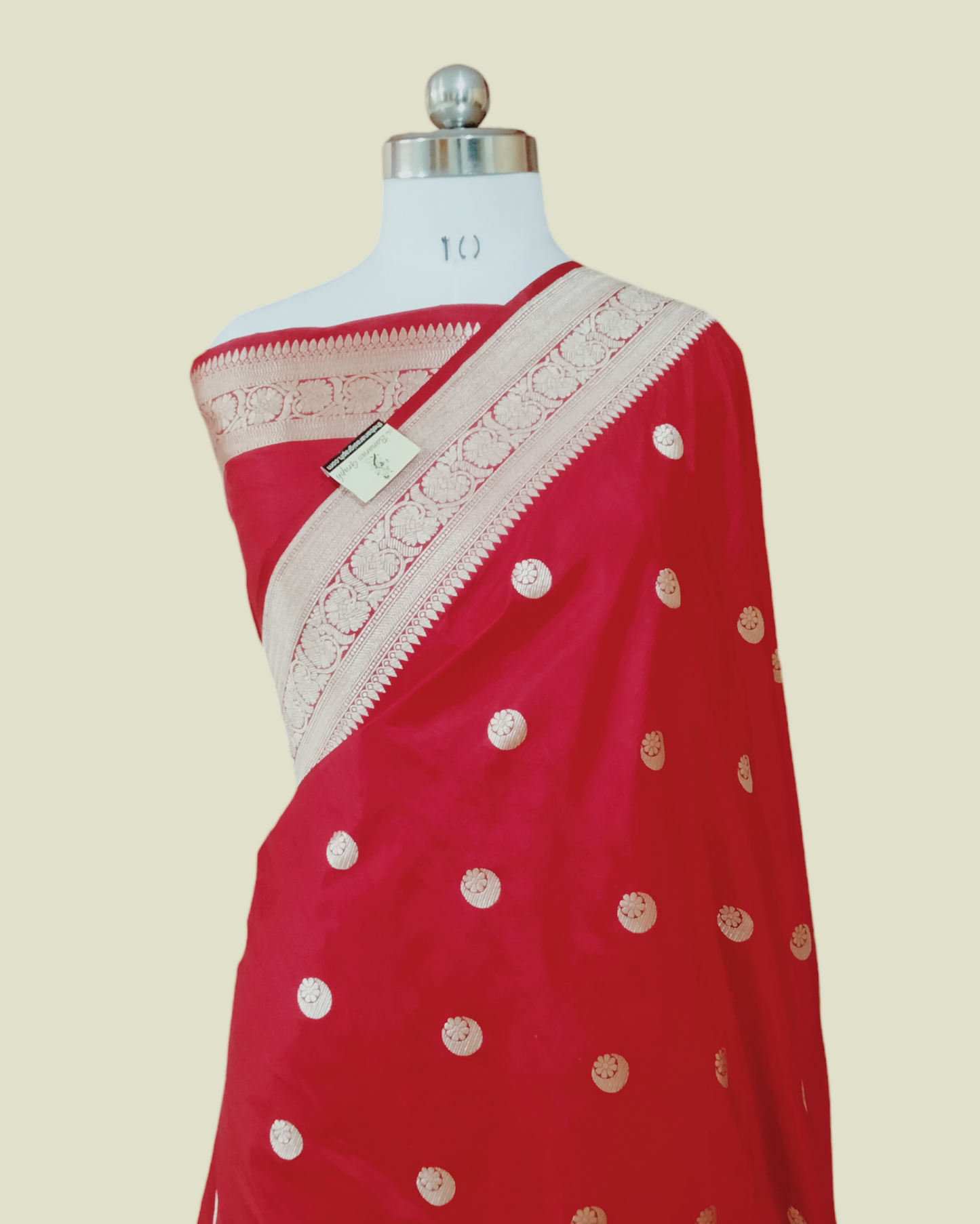 Red Pure Katan Handloom Silk - All Over Chand Tara Banarasi Saree