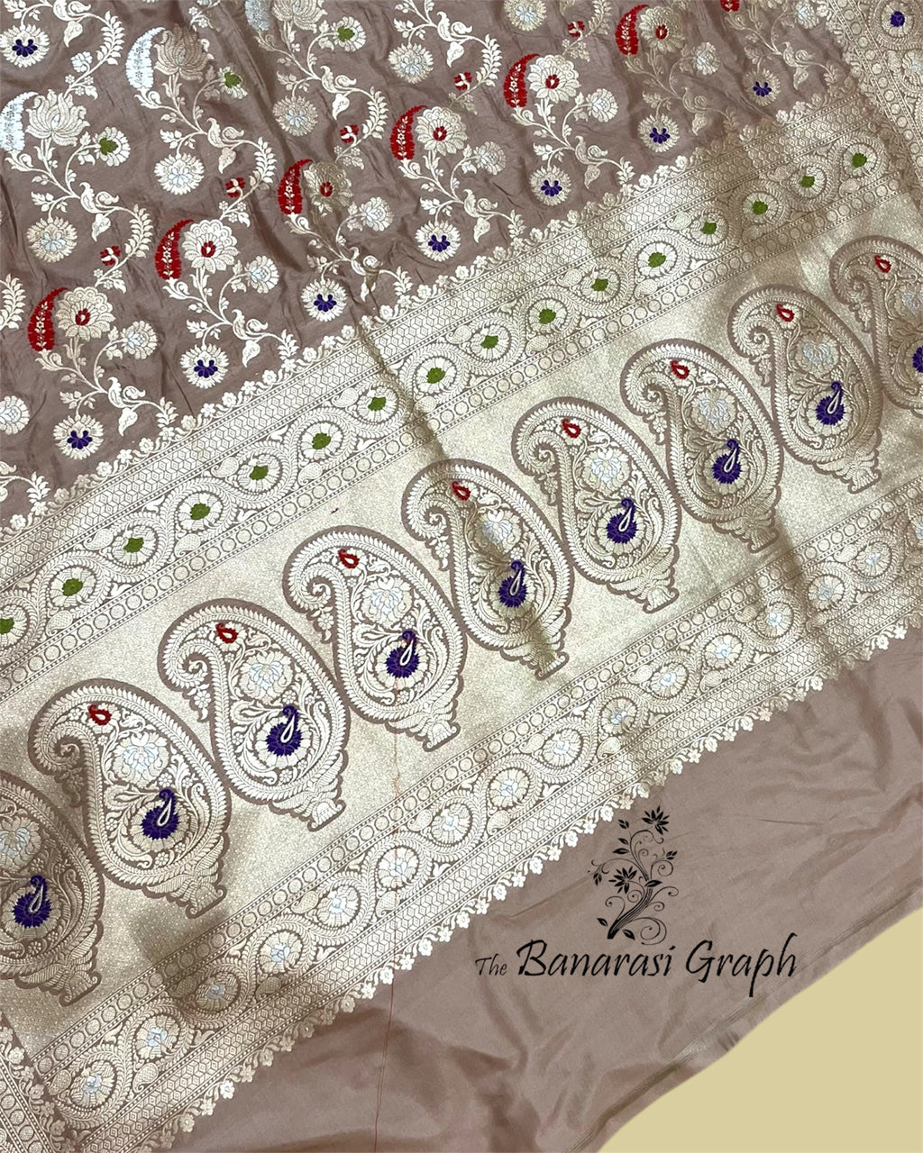 Brown Pure Katan Handloom Silk - All Over Jaal Work With Tilfi Meenakari Banarasi Saree