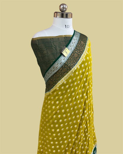 Pure Khaddi Chiffon Reshmi Zari - Banarasi Saree