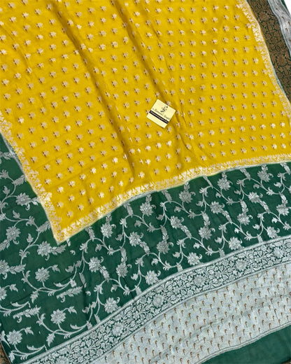 Pure Khaddi Chiffon Reshmi Zari - Banarasi Saree