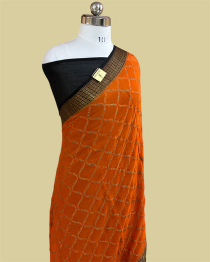 Pure khaddi Chiffon Reshmi Zari-Banarasi Saree