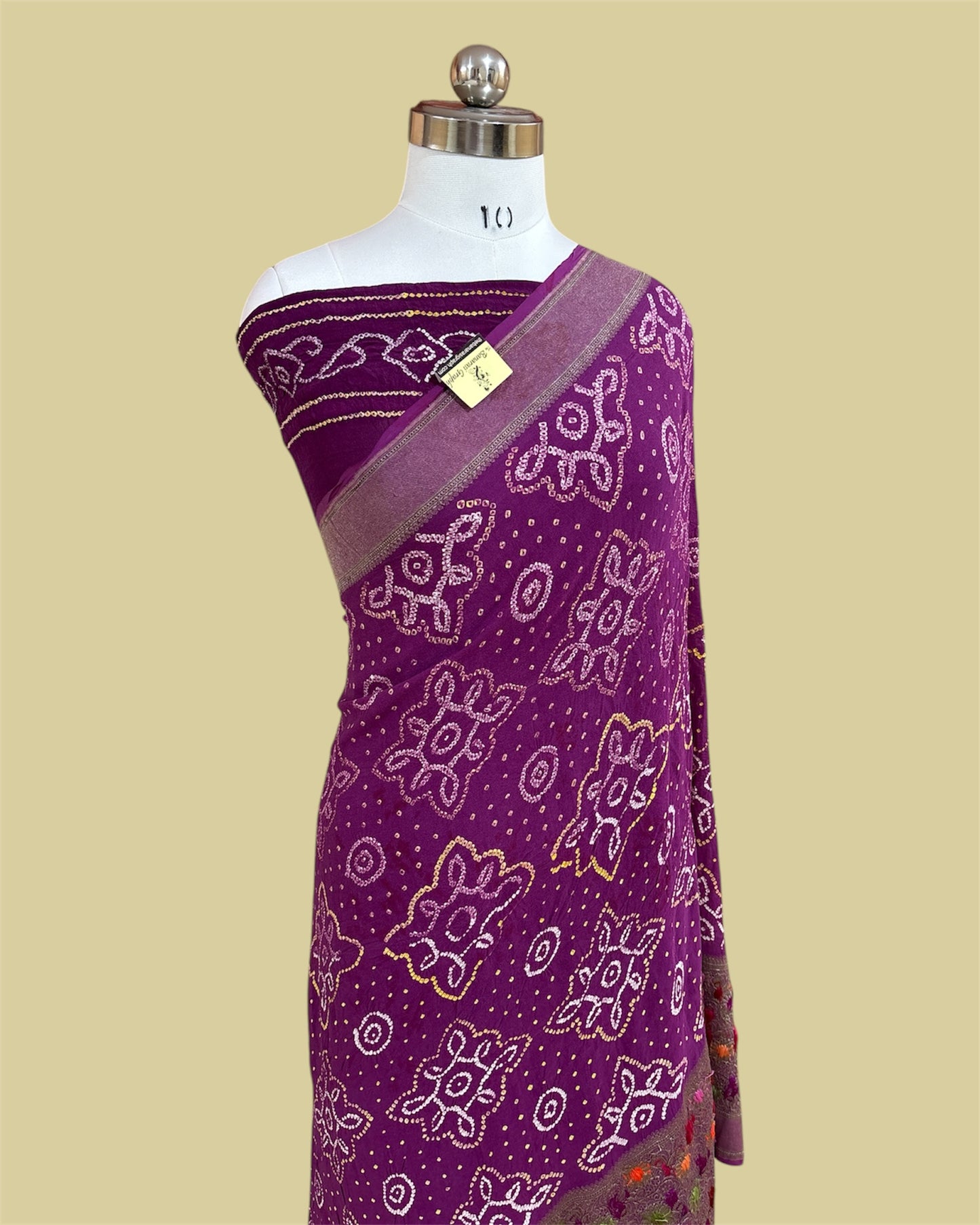 Pure Khaddi Georgette Handloom Bhandhni with Kadhua Border - Banarasi Saree