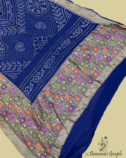 Pure Khaddi Georgette Handloom Bhandhni with Kadhua Border - Banarasi Saree