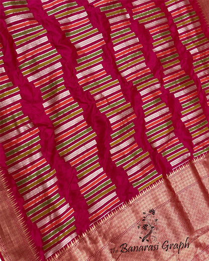 Pure Katan Handloom Silk - Strip Meenakari Banarasi Saree