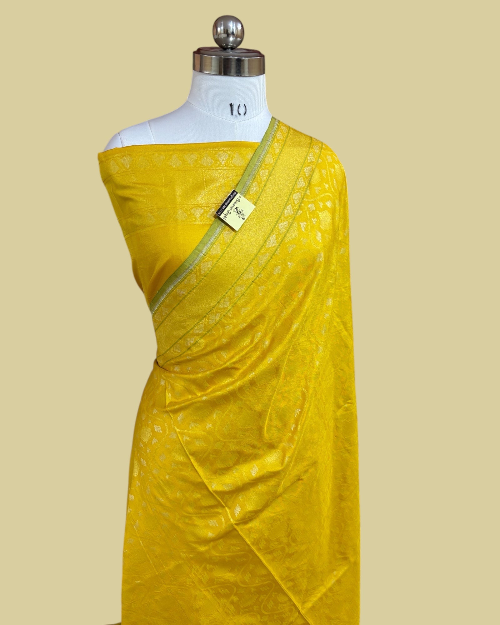 Yellow Ektara Pure Katan Handloom Silk - All Over Sona Rupa Jaal Work Banarasi Saree