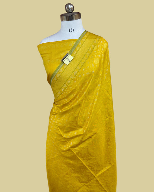 Yellow Ektara Pure Katan Handloom Silk - Sona Rupa All Over Jaal Work Banarasi Saree