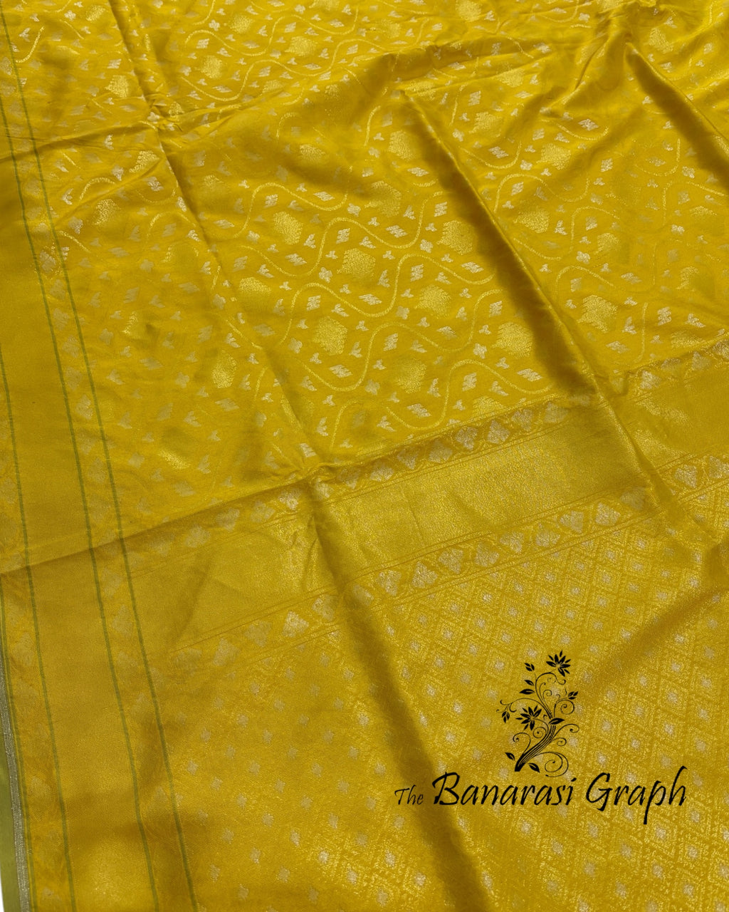 Yellow Ektara Pure Katan Handloom Silk - All Over Sona Rupa Jaal Work Banarasi Saree