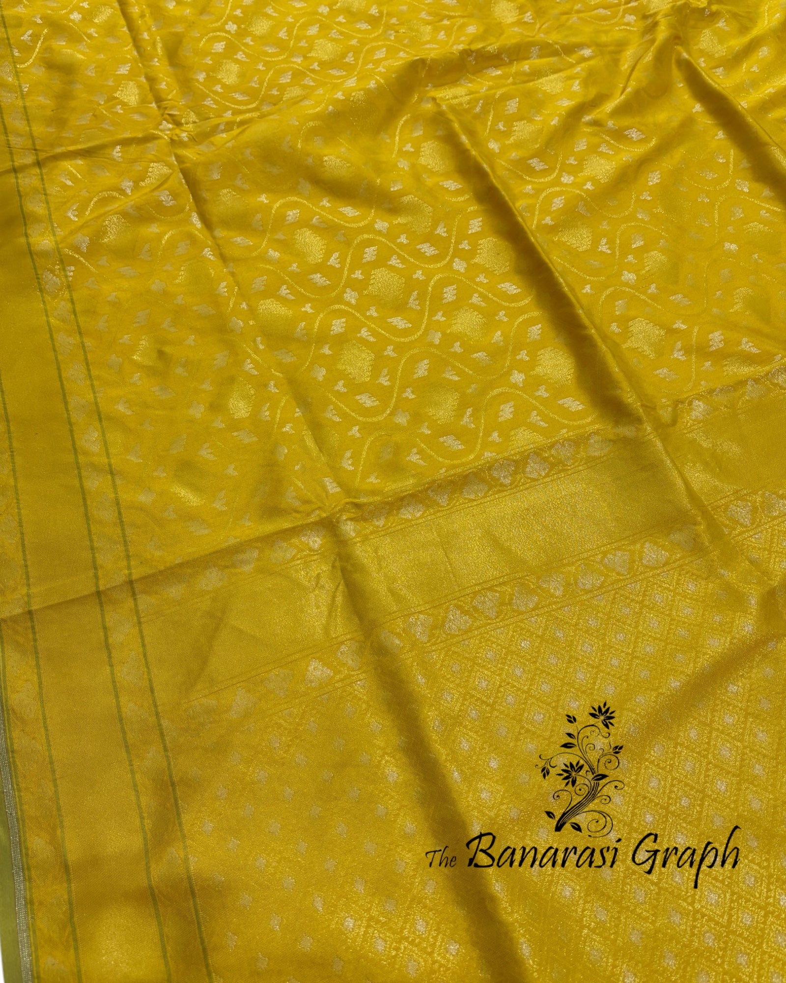 Yellow Ektara Pure Katan Handloom Silk - All Over Sona Rupa Jaal Work Banarasi Saree
