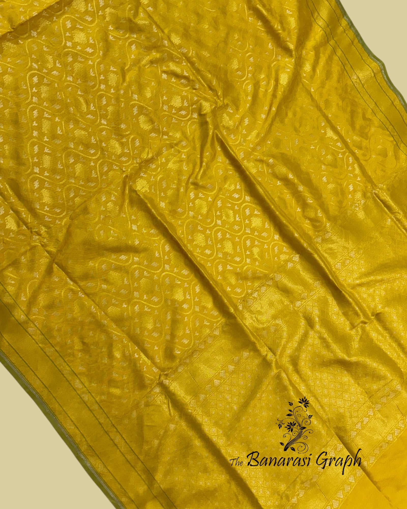 Yellow Ektara Pure Katan Handloom Silk - All Over Sona Rupa Jaal Work Banarasi Saree