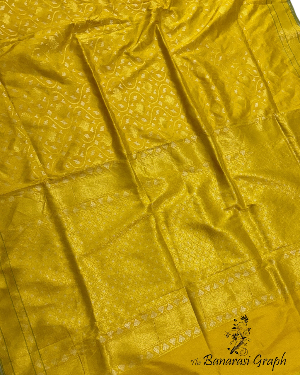 Yellow Ektara Pure Katan Handloom Silk - All Over Sona Rupa Jaal Work Banarasi Saree