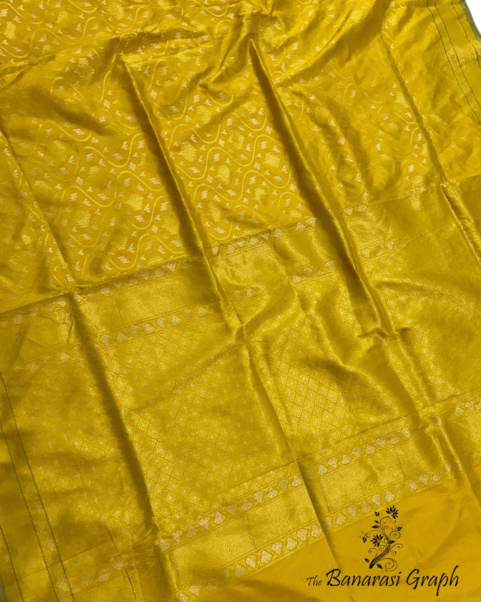 Yellow Ektara Pure Katan Handloom Silk - All Over Sona Rupa Jaal Work Banarasi Saree