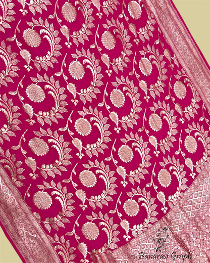 Pink Khaddi Chiffon Georgette Water Zari - All Over Jaal Work Banarasi Saree