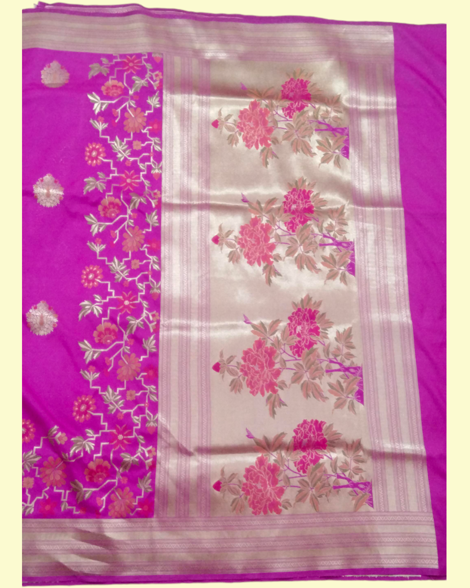 Pure Katan Banarasi Saree With Meenakari