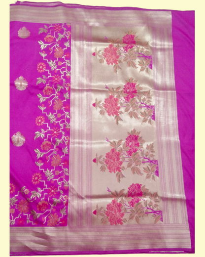 Pure Katan Banarasi Saree With Meenakari