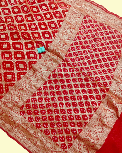 Pure Georgette Bandhani-Banarasi Saree