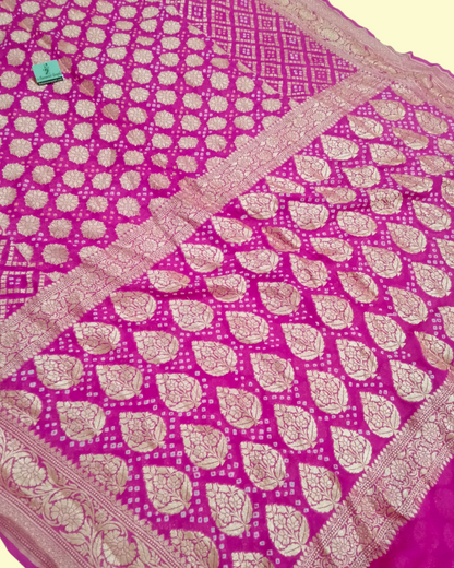 Pure Georgette Bandhani - Banarasi Saree