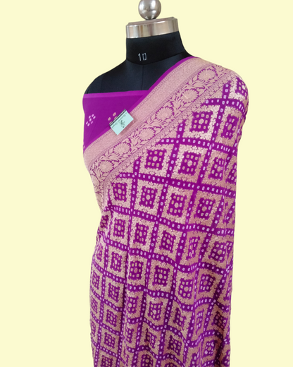 Pure Georgette Bandhani - Banarasi Saree